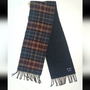 CHAPS Reversible Scarf Grey & Plaid Checked Elegant Men Made in Italy Super Soft